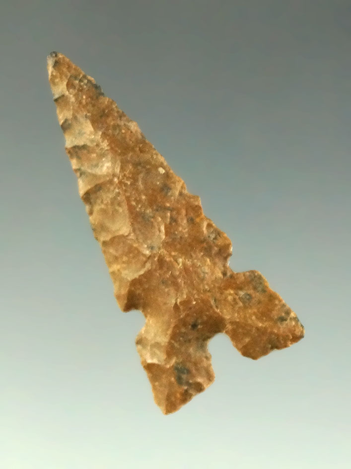 1 3/16" Harrell point found in Oklahoma. Ex. Charles Shewey collection. Davis G-9 COA.