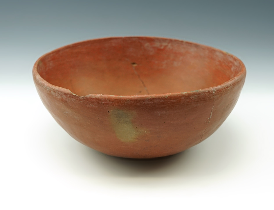 8" Wide Southwestern Salado Redware Bowl with 5 reglued pieces, no filler. New Mexico.