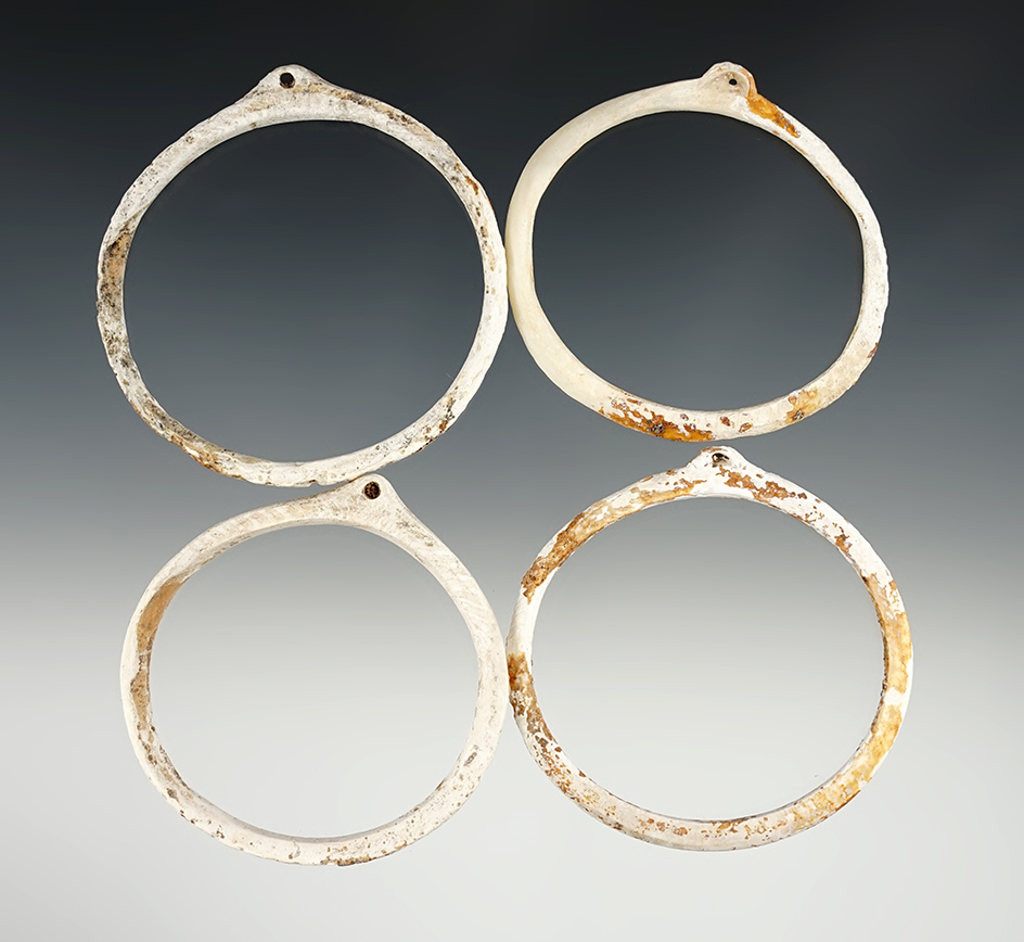 Set of 4 nice Shell Ornaments found in New Mexico. The largest is 2 1/2".