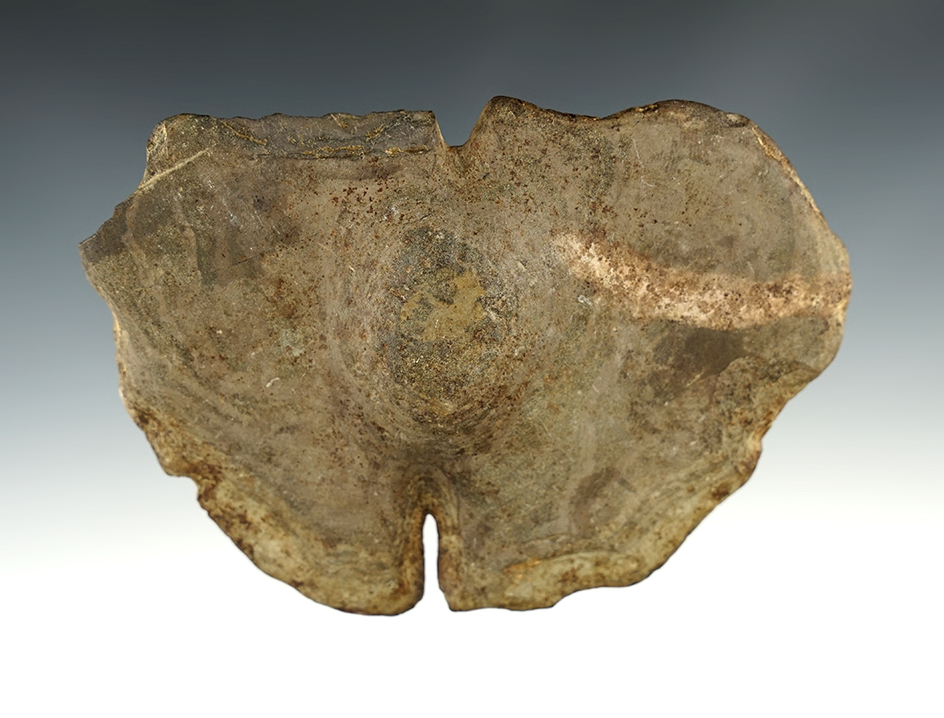4 7/8" x 3 3/8" Butterfly preform made from banded slate with heavy patina. Ashland Co., Ohio, 1965.
