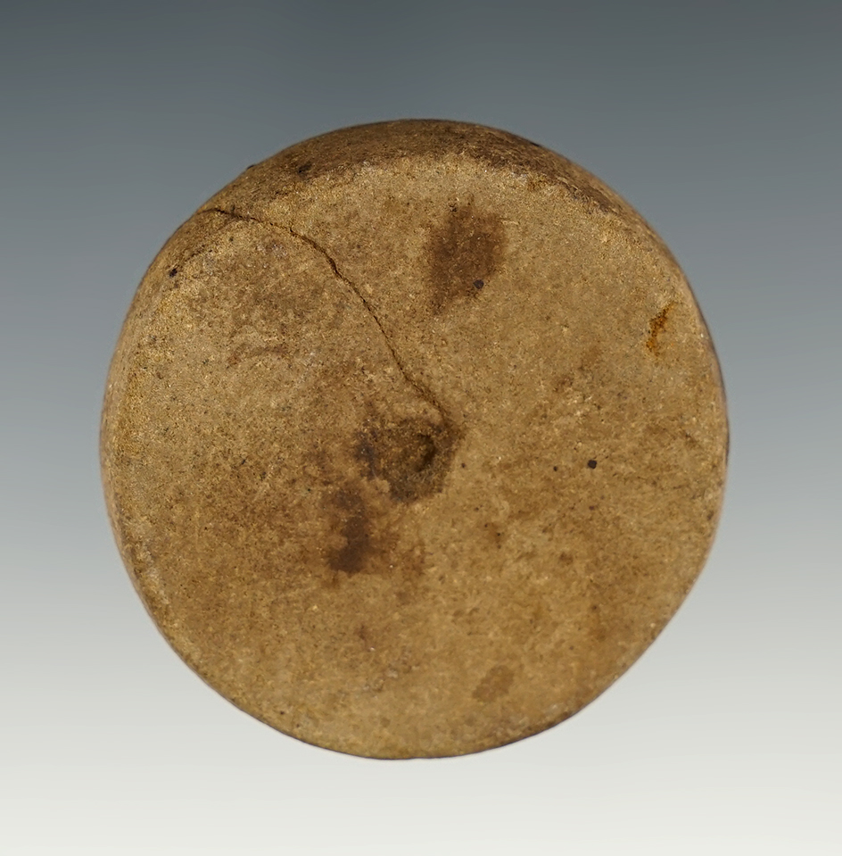 1 7/8" Southern Ohio Sandstone Discoidal that is nicely patinated.