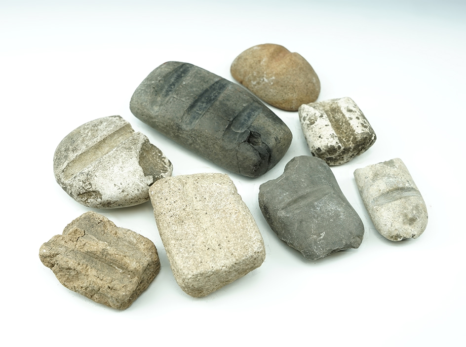 Set of 8 Stone Arrow Shaft Smoothers found in New Mexico. The largest is 3 3/4".