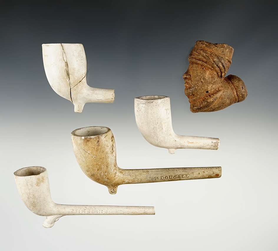 Set of 5 Clay Trade Pipes found in Umatilla, Oregon.