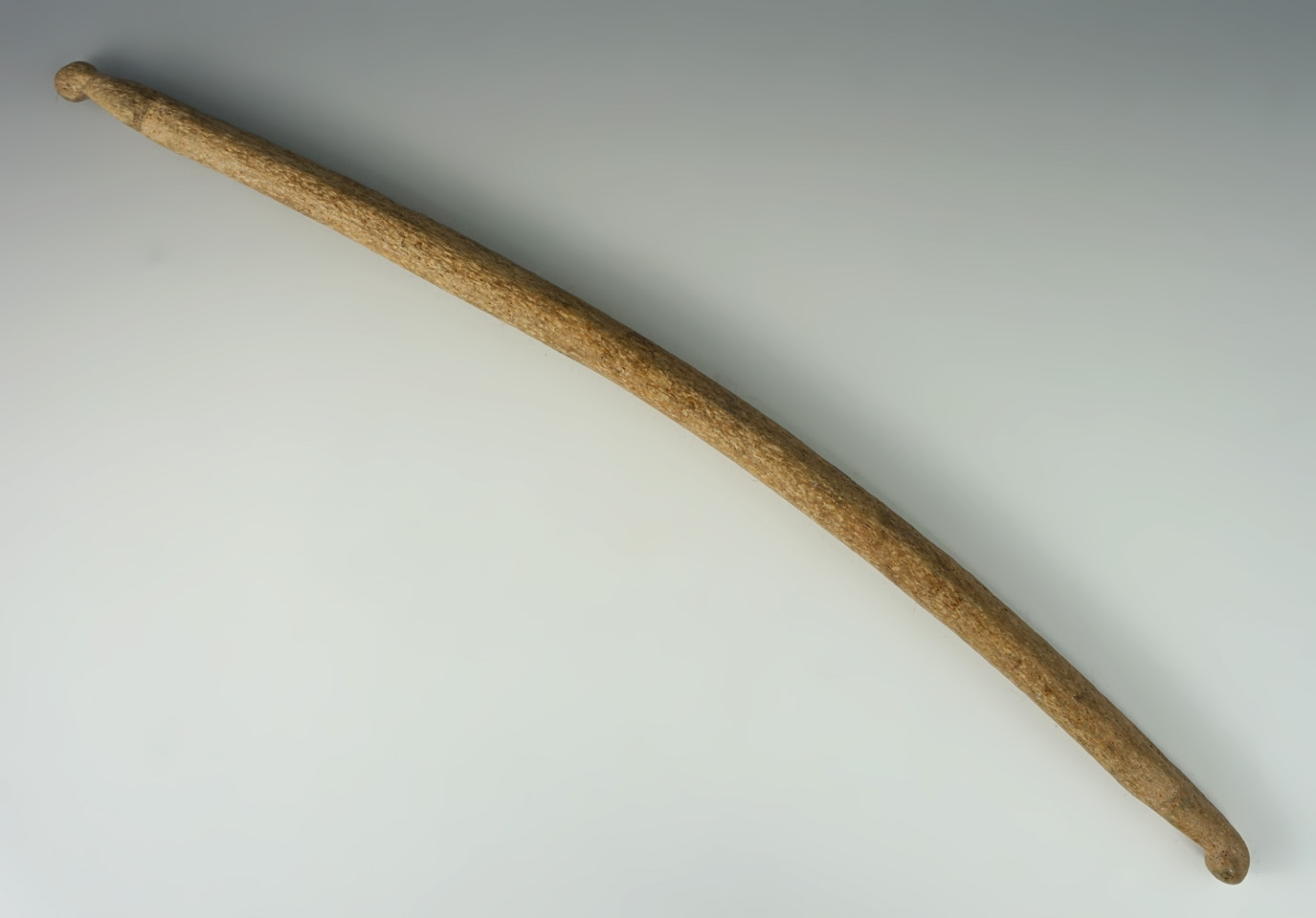 18" long nicely styled Inuit bone Drag handle from Alaska.