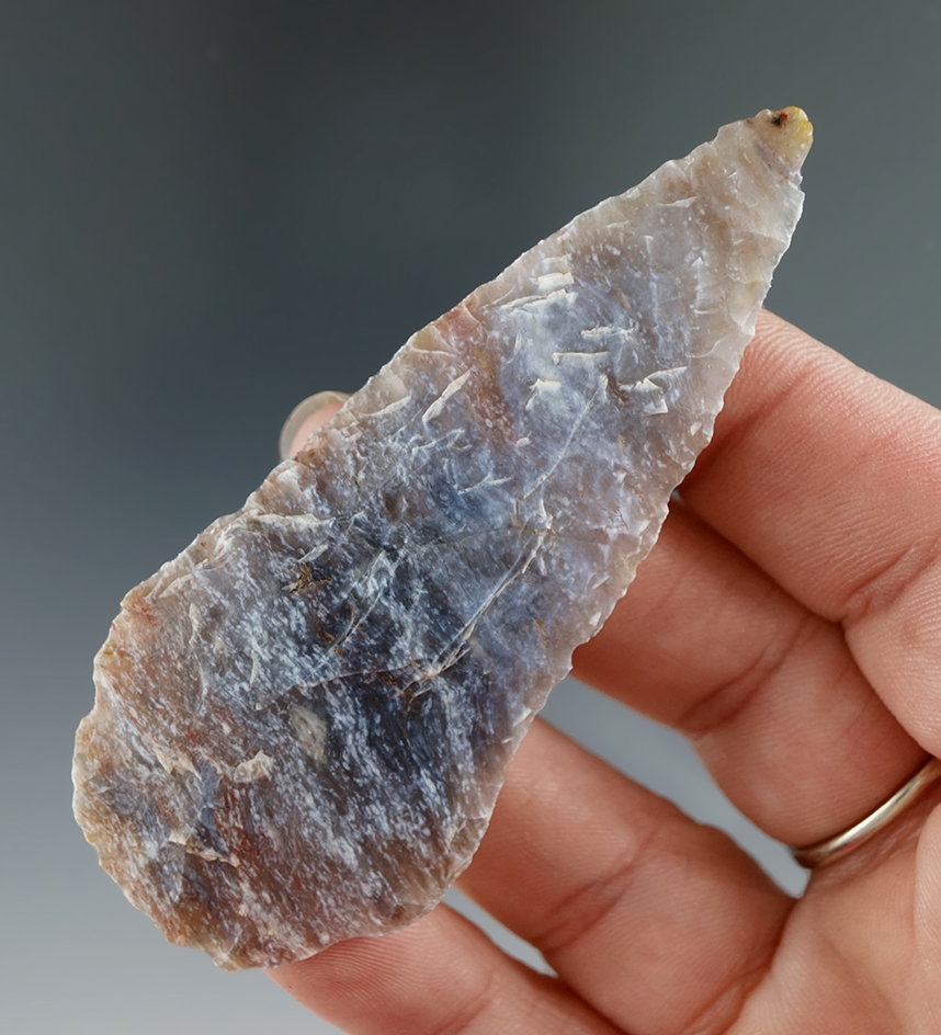 3 3/16" knife made from well patinated semi translucent banded agate found in Utah.