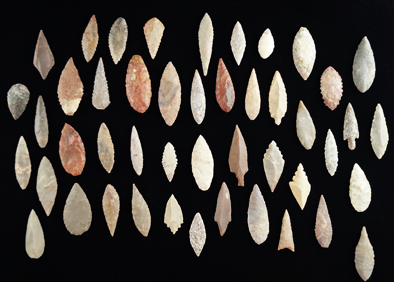 Nice large group of African Neolithic arrowheads found in the Northern Sahara Desert Region.