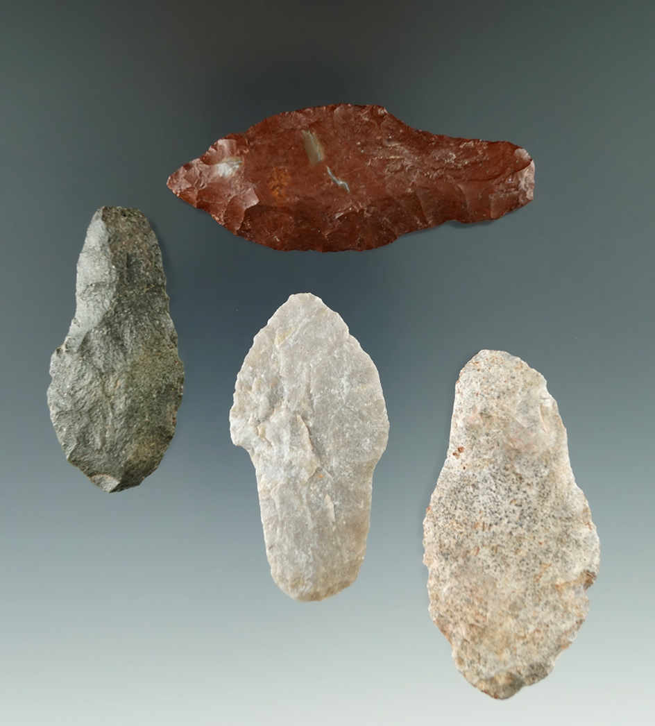 Set of four stemmed points found in Utah , largest is 2 7/16".
