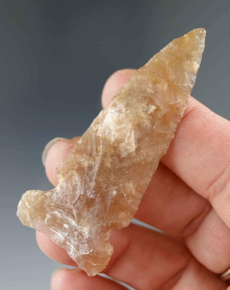 2 1/2" Plains Sidenotch found in Utah made from nicely translucent agate.