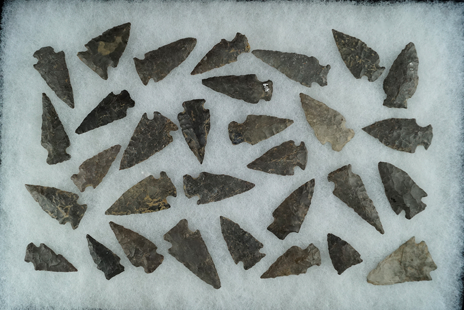 Group of 30+ archaic period projectile points found near the upper Susquehanna, Otsego County NY.