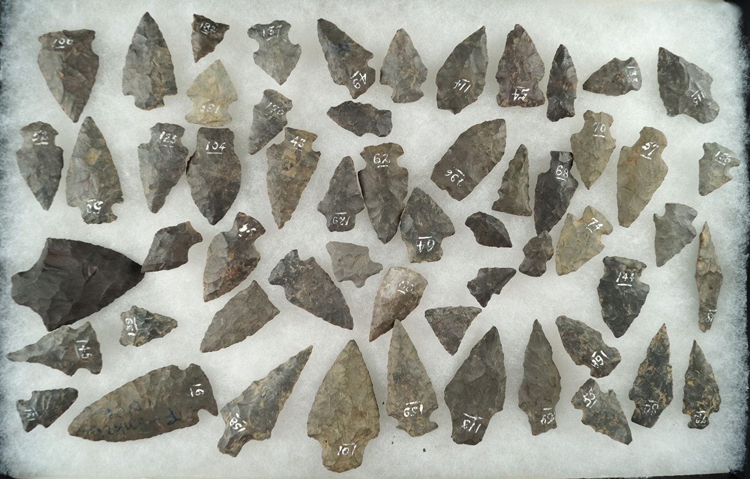 Group of 65 archaic points found in Otsego and Delaware Counties NY near the upper Susquehanna.