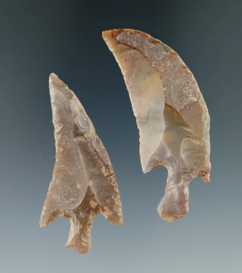 2 Uniquely curved and stemmed Neolithic knifes found in the Northern Sahara Desert Region, Africa.