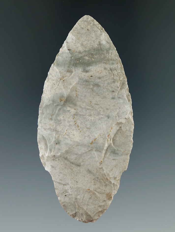 Well styled 3 1/8" Early Adena made from Indiana Green (Attica) Chert found in Southern Michigan.