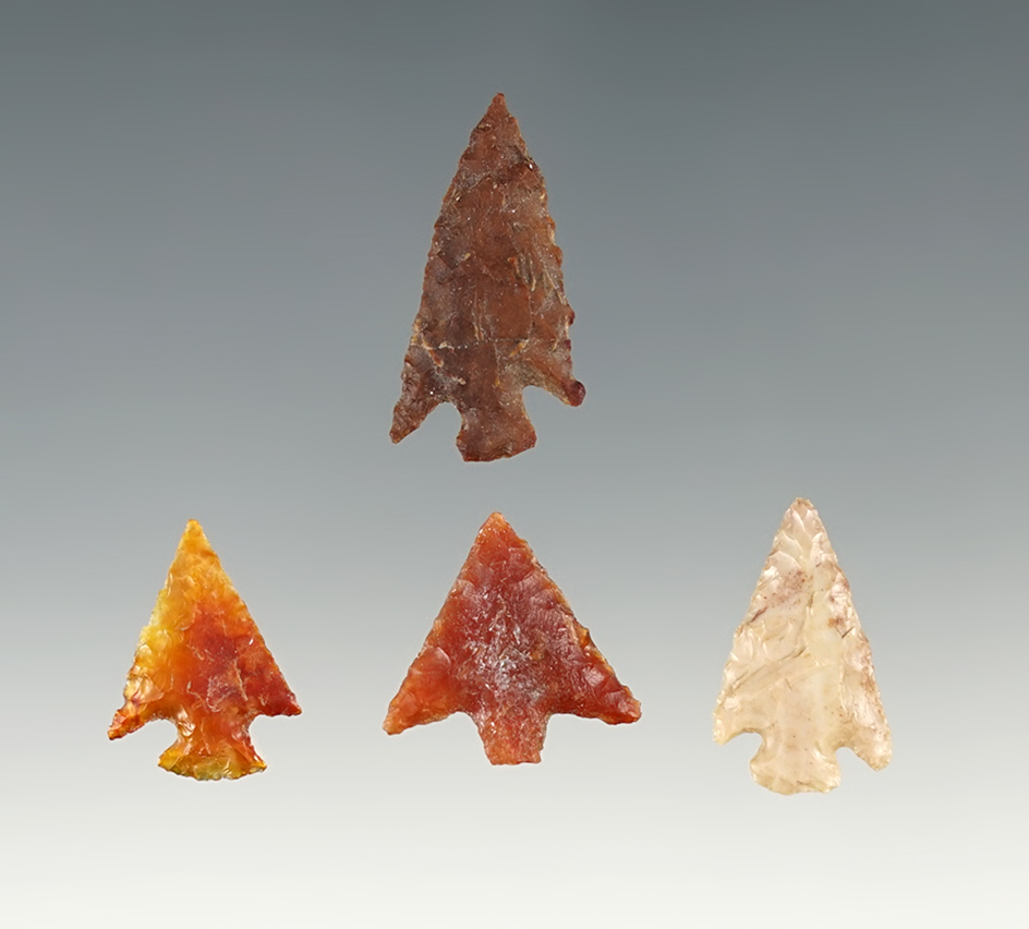 Set of 4 nicely made Columbia Plateau points found in Vantage, Washington. The largest is 1".