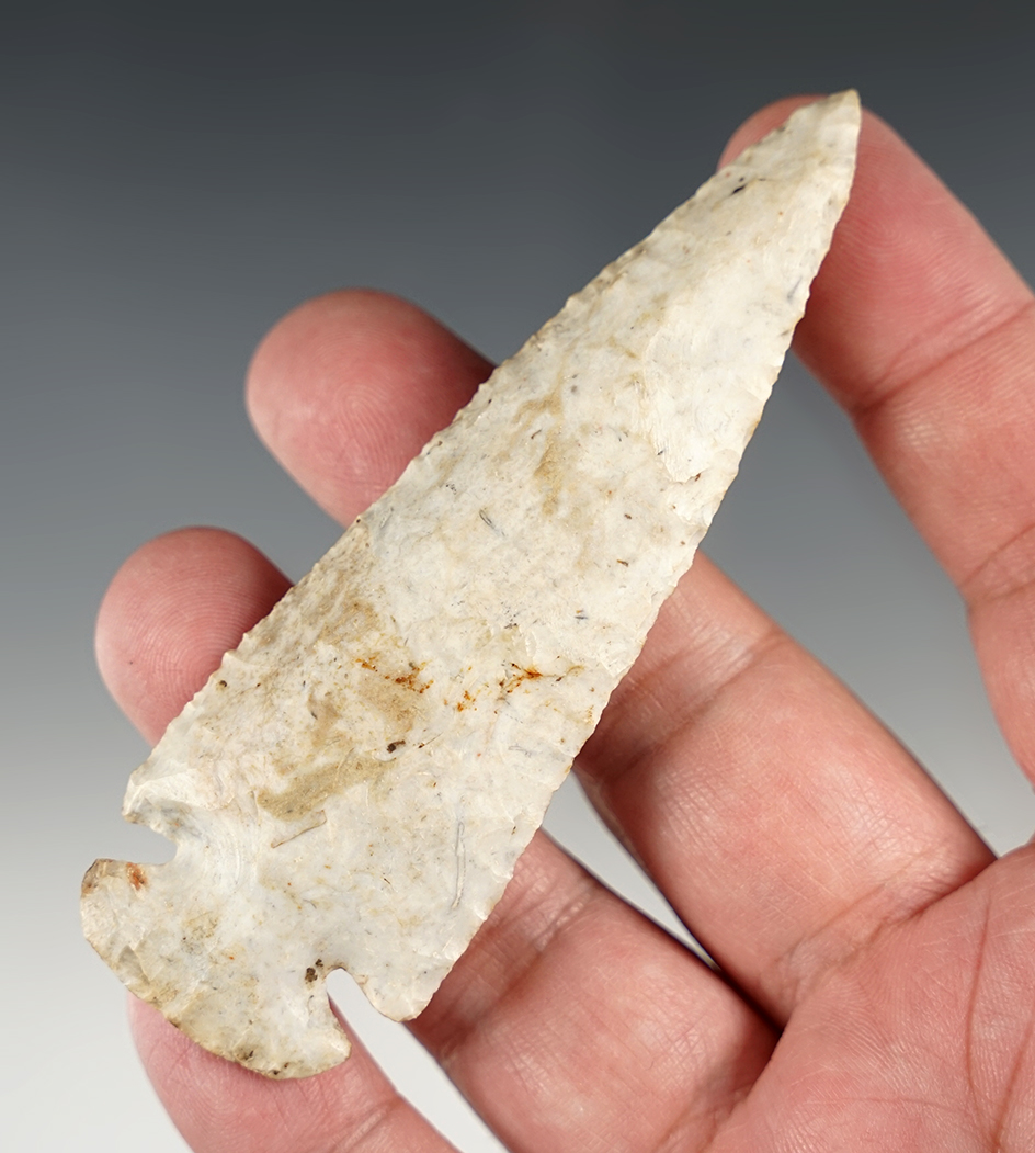 3 7/8" Beveled Dovetail found in Saline Co., Missouri. Some modern retouch to the tip.