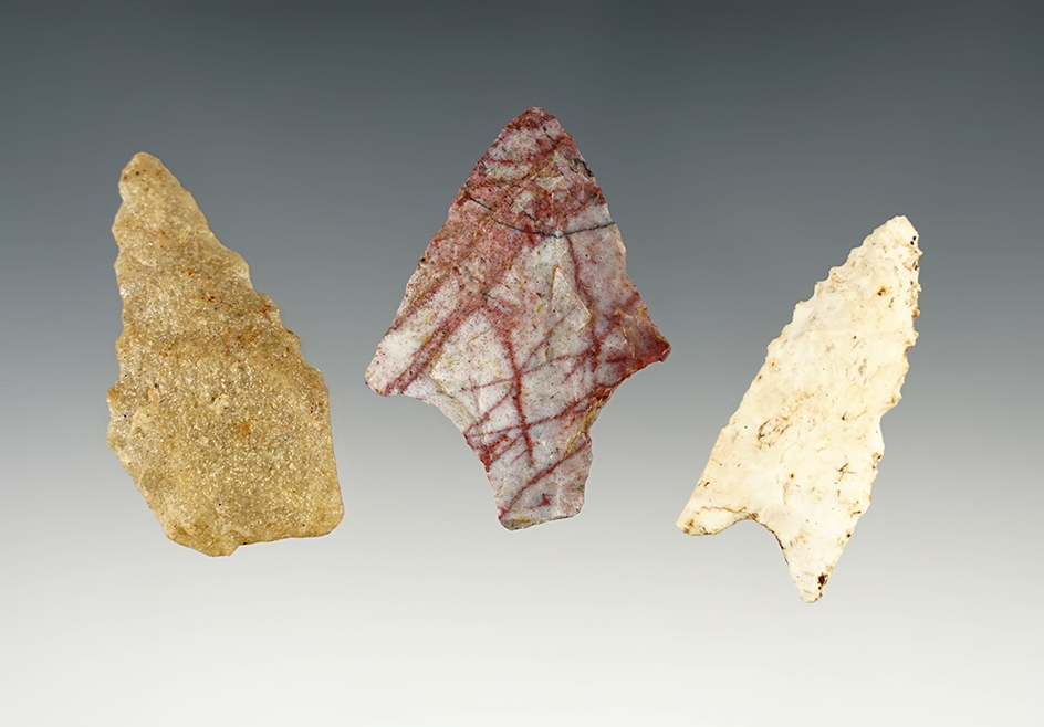 Set of 3 points found in Illinois, Wisconsin and Arkansas. The largest is 1 3/4".