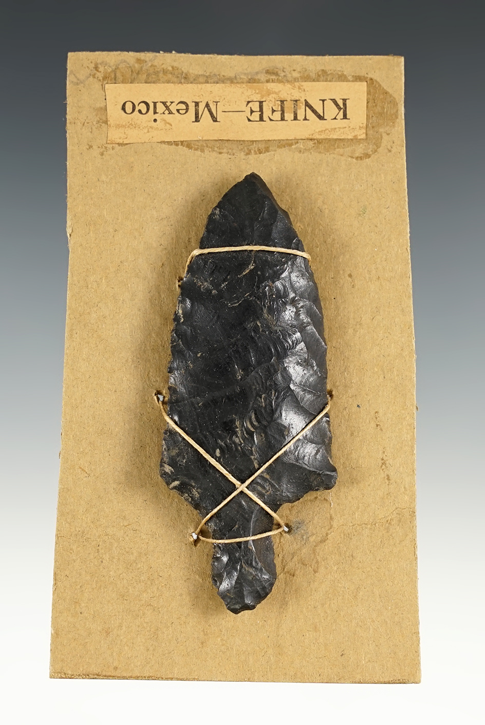 Well made 3" Obsidian Knife found in Mexico. Comes with an early collectors cardboard tag.