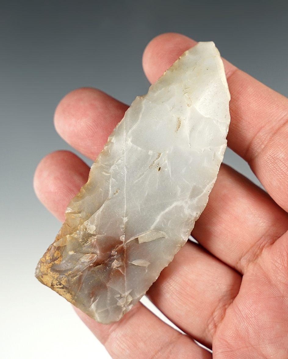 3 3/8" Novaculite Knife found in Arkansas. Well patinated.