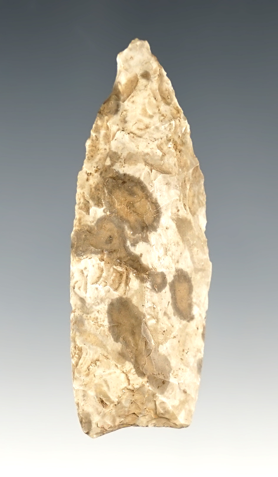 2 5/16" Agate Basin found in the Connecticut River Valley. Mottled gray flint.  Bennett COA.