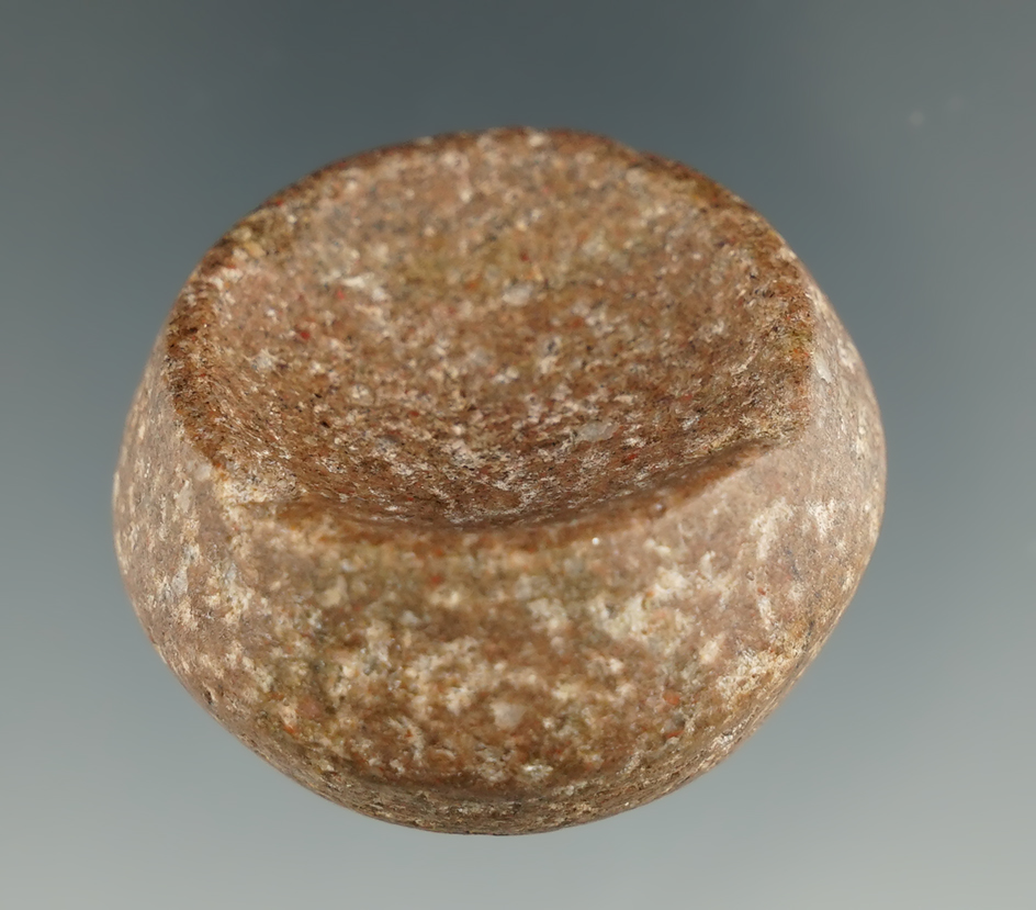 1 7/16" Nicely styled miniature Double Cupped Discoidal found in Illinois.