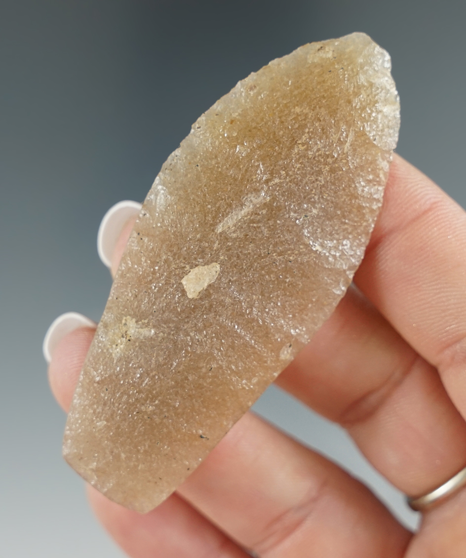 2 3/4" Agate Basin with heavily ground lower edges - Hixton quartz. Greene Co., Wisconsin.