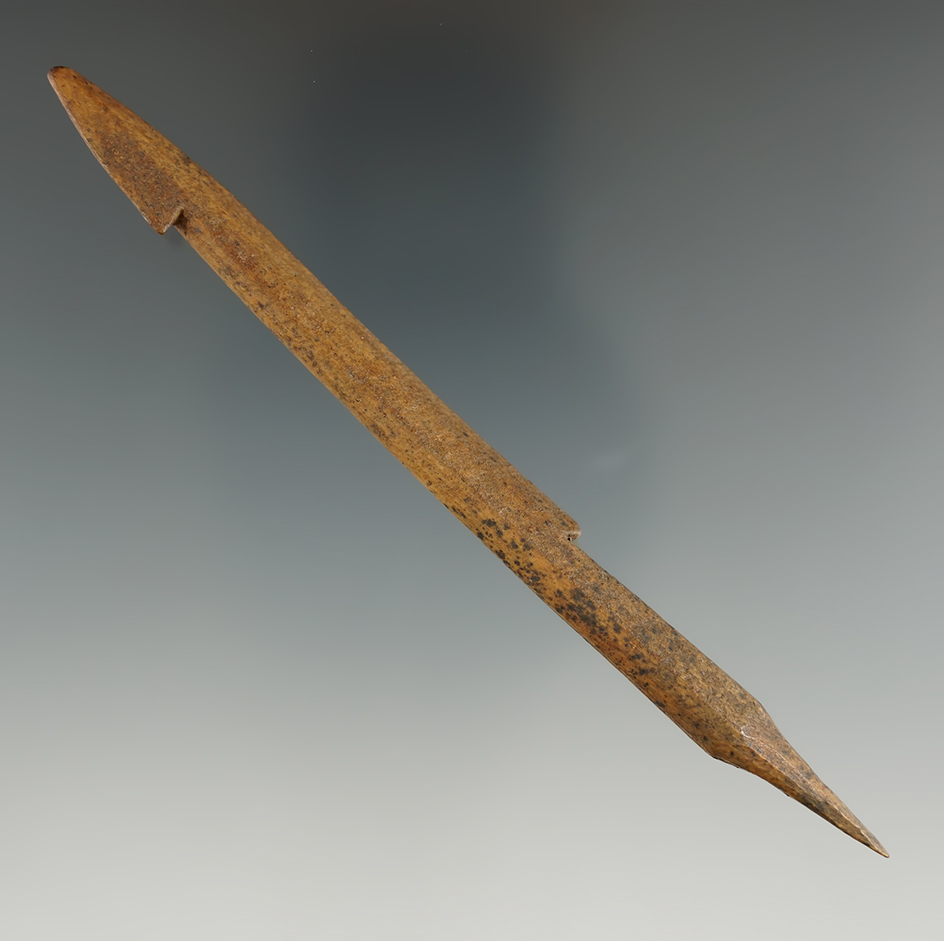 5" Well-made Inuit bone socketed harpoon tip found in Alaska.