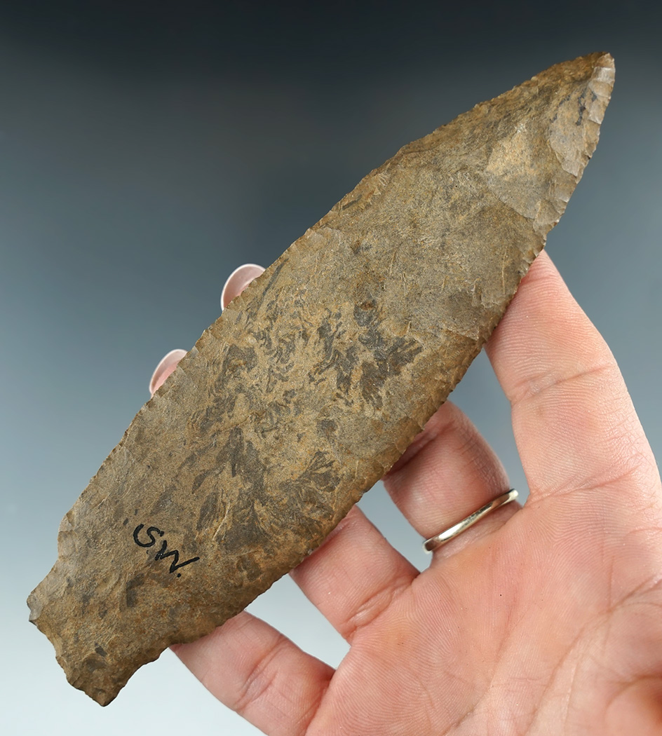 Large 5 5/8" Stemmed Knife found in Pennsylvania.