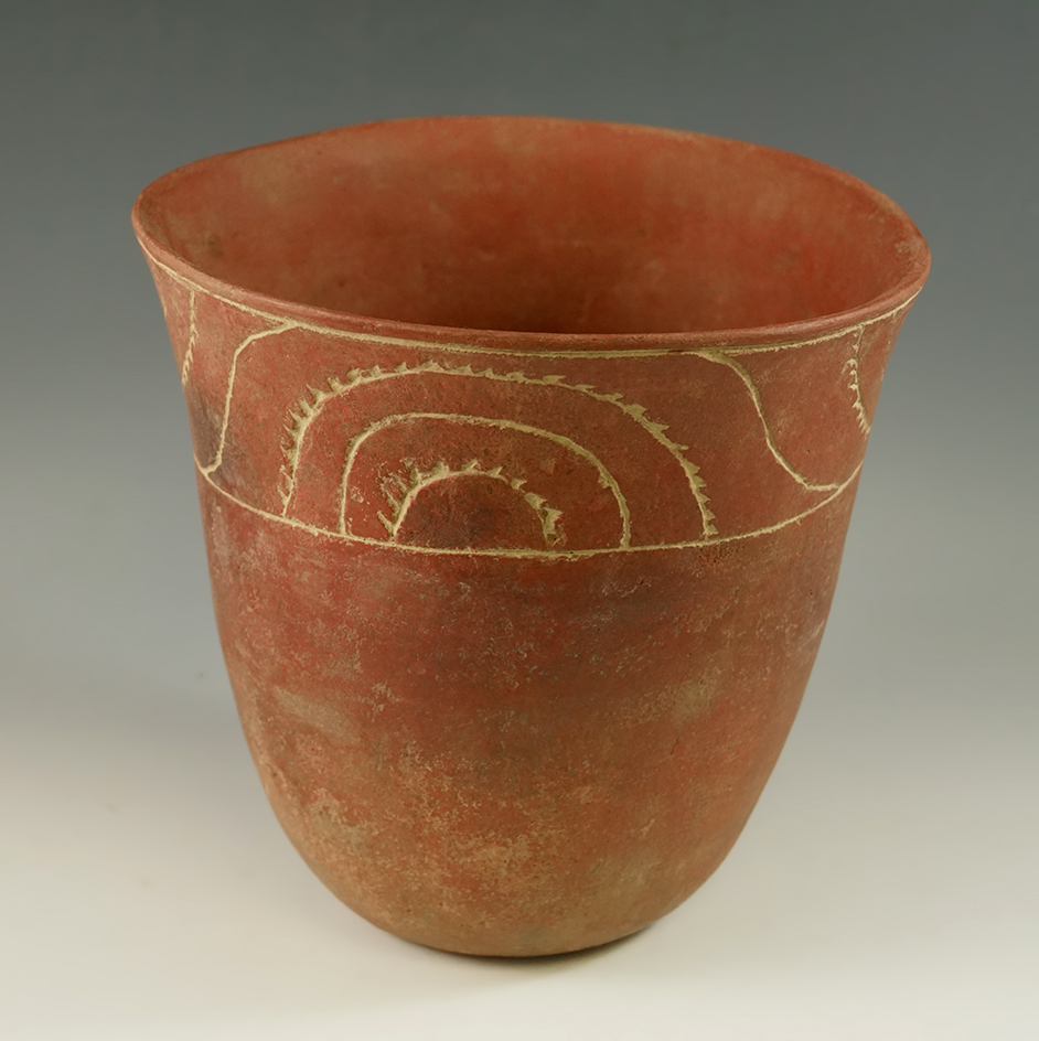 6 1/2" by 6 3/4" Avery engraved Caddo bowl which is been nicely restored, Texas. Davis COA.