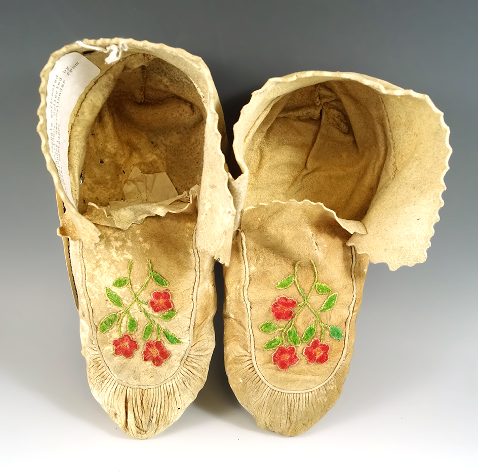 Naskapi/Montagnais soft soled Moccasins, circa 1880. Ex. Colin Taylor collection, England.