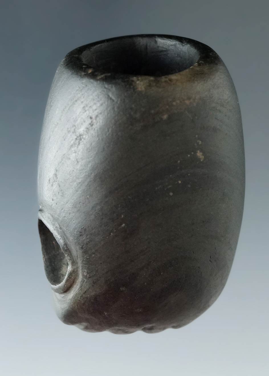 Beautifully stylized 2" slate Pipe found in Michigan. Excellent condition.