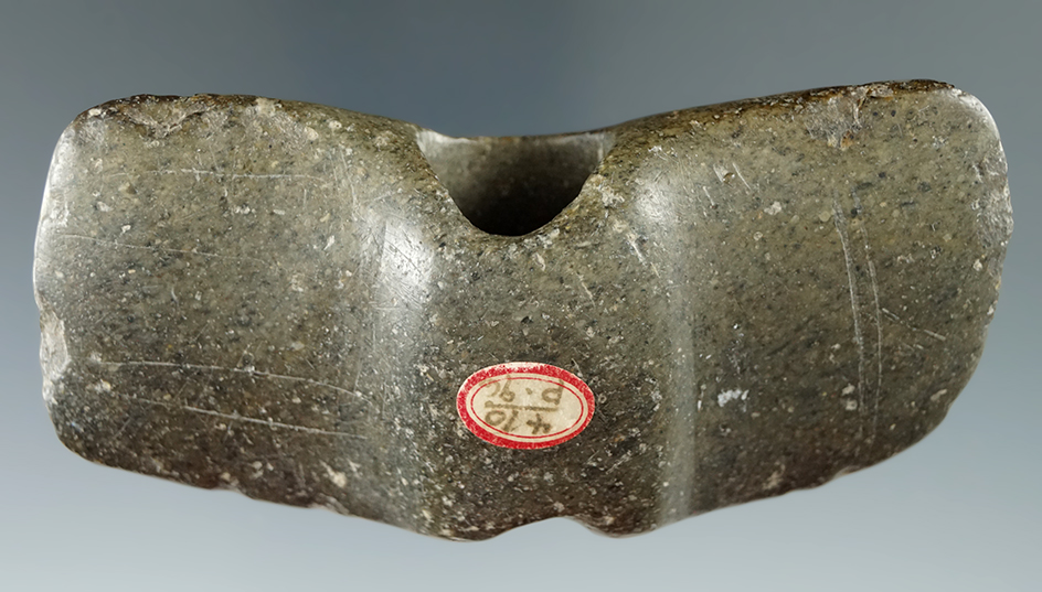 3 1/2" Nicely styled Winged Bannerstone with some engravings on surface found in New Jersey.