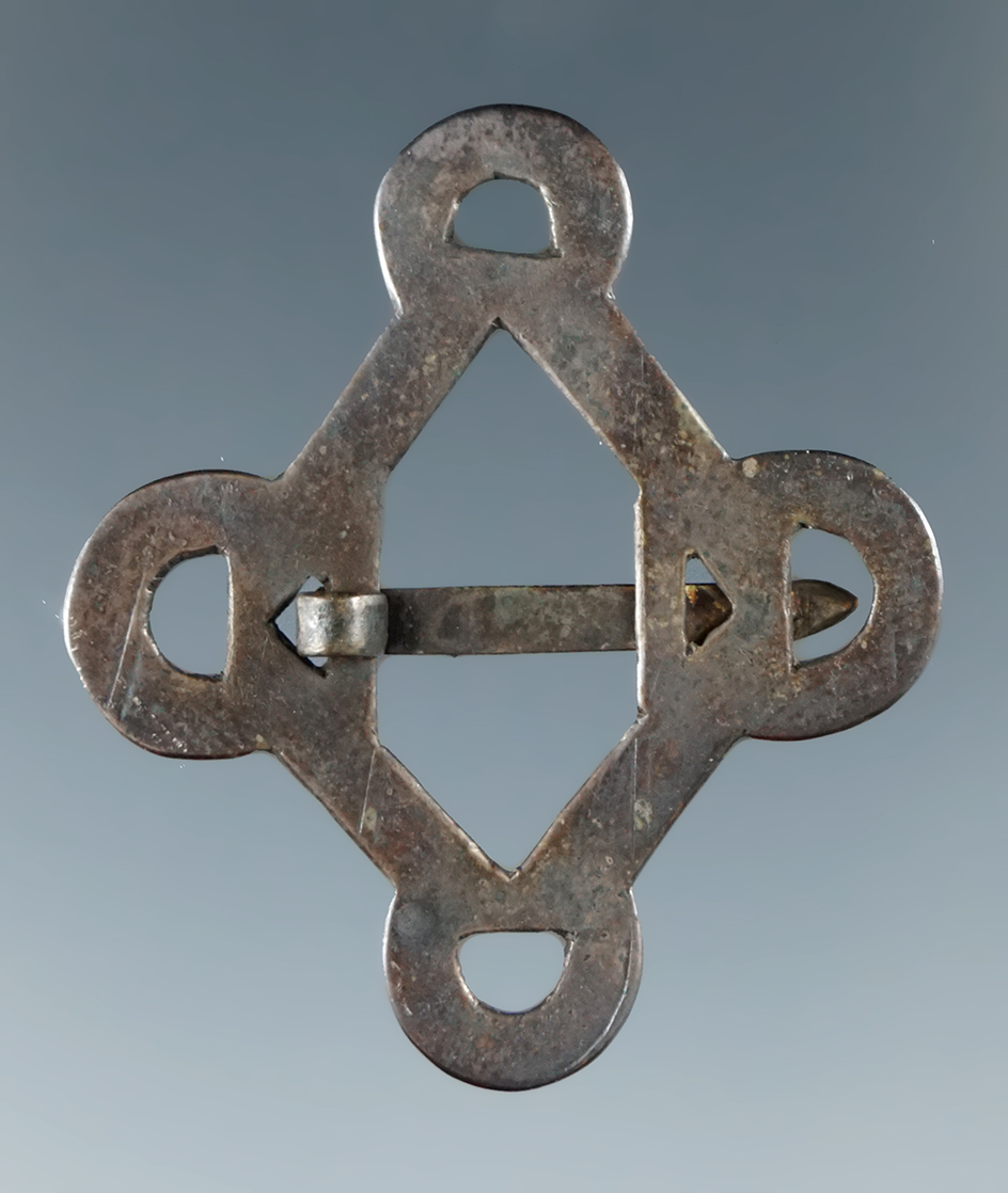 1 7/16" Silver trade Brooch found at the upper Peninsula, Michigan. Ex. Jordana Beagen.