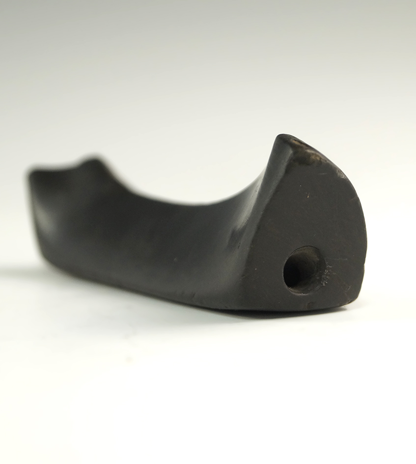 3 1/2" anciently salvaged Glacial Kame Birdstone made from slate - Ontario Canada. Ex. Knechtel.