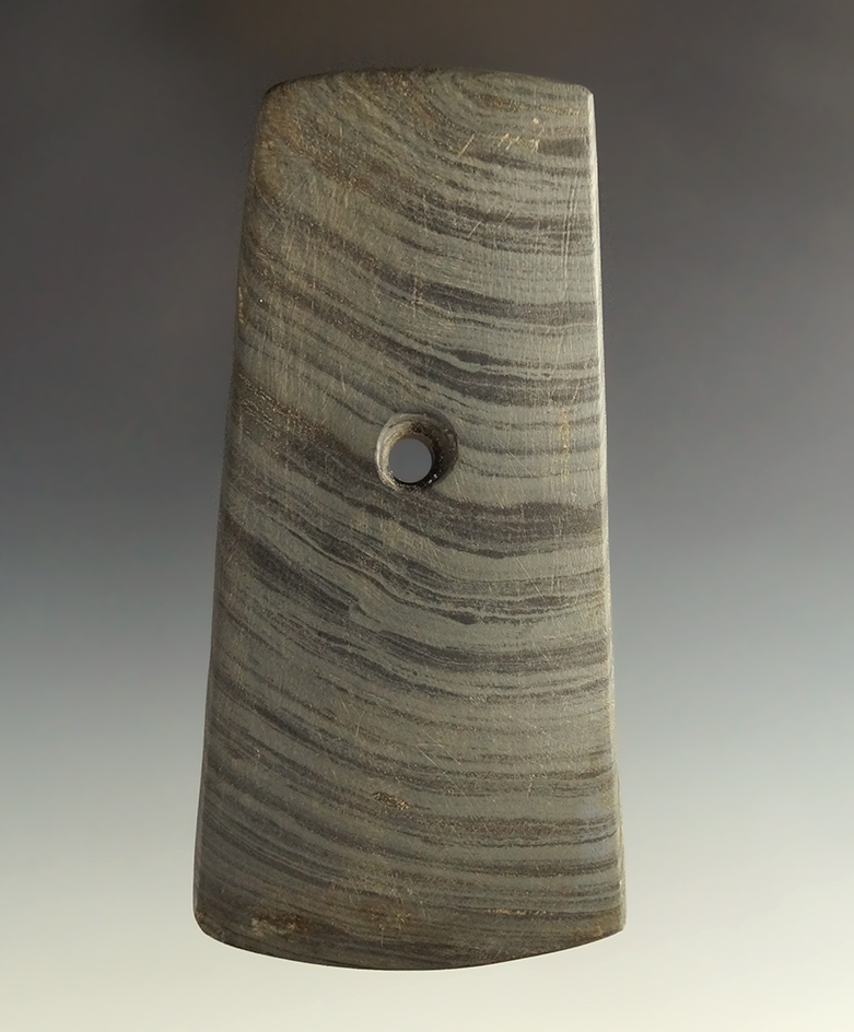 4 1/8" Pendant made from attractive banded slate found in Ross Co., Ohio in very nice condition.