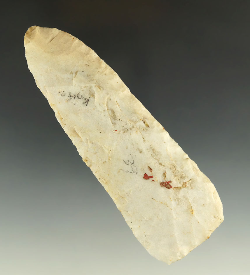 4 3/4" well flaked and nicely styled Flint Blade found in Pike Co., Illinois.