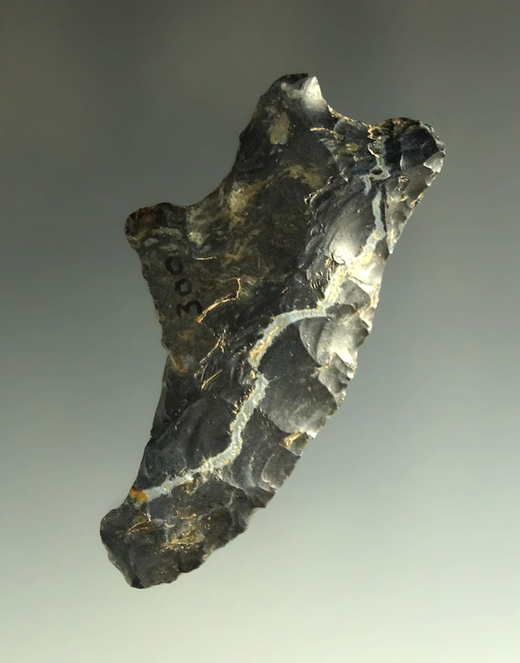 2 1/4" nicely styled Coshocton Flint Spokeshave with a nice lightning line found in Ohio.