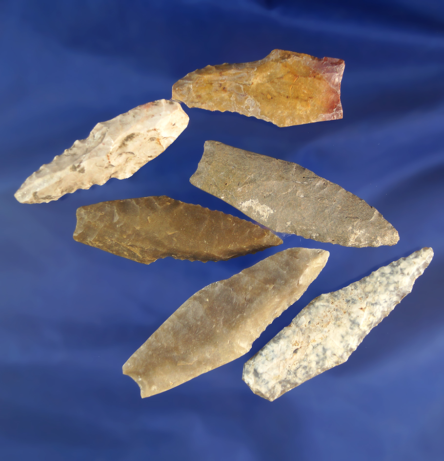 Set of six Angostura points found in Texas deaccessioned by the Museum of Native American History.