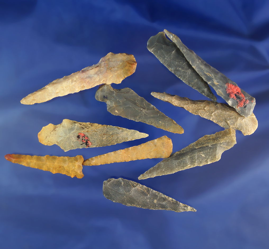 Set of 10 assorted Drills found in Kentucky, largest is 2 5/8".