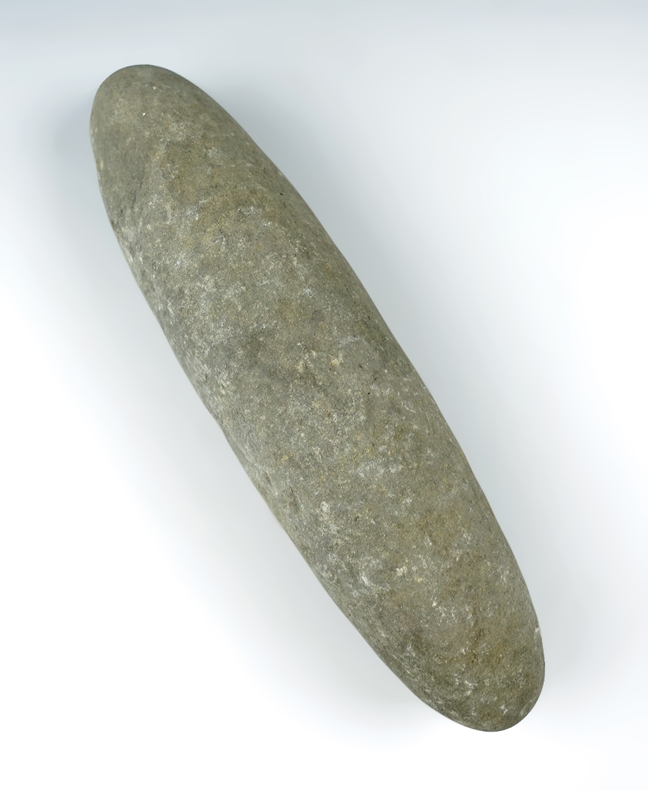 7 5/8" Roller Pestle made from stone, found in Pennsylvania.