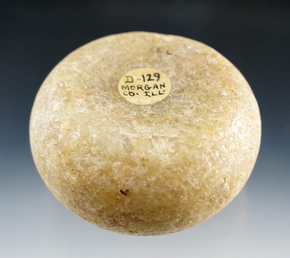 Nice! 2 3/4" Double Cupped Discoidal - Quartz with nice deposits. Found in Morgan Co., IL.