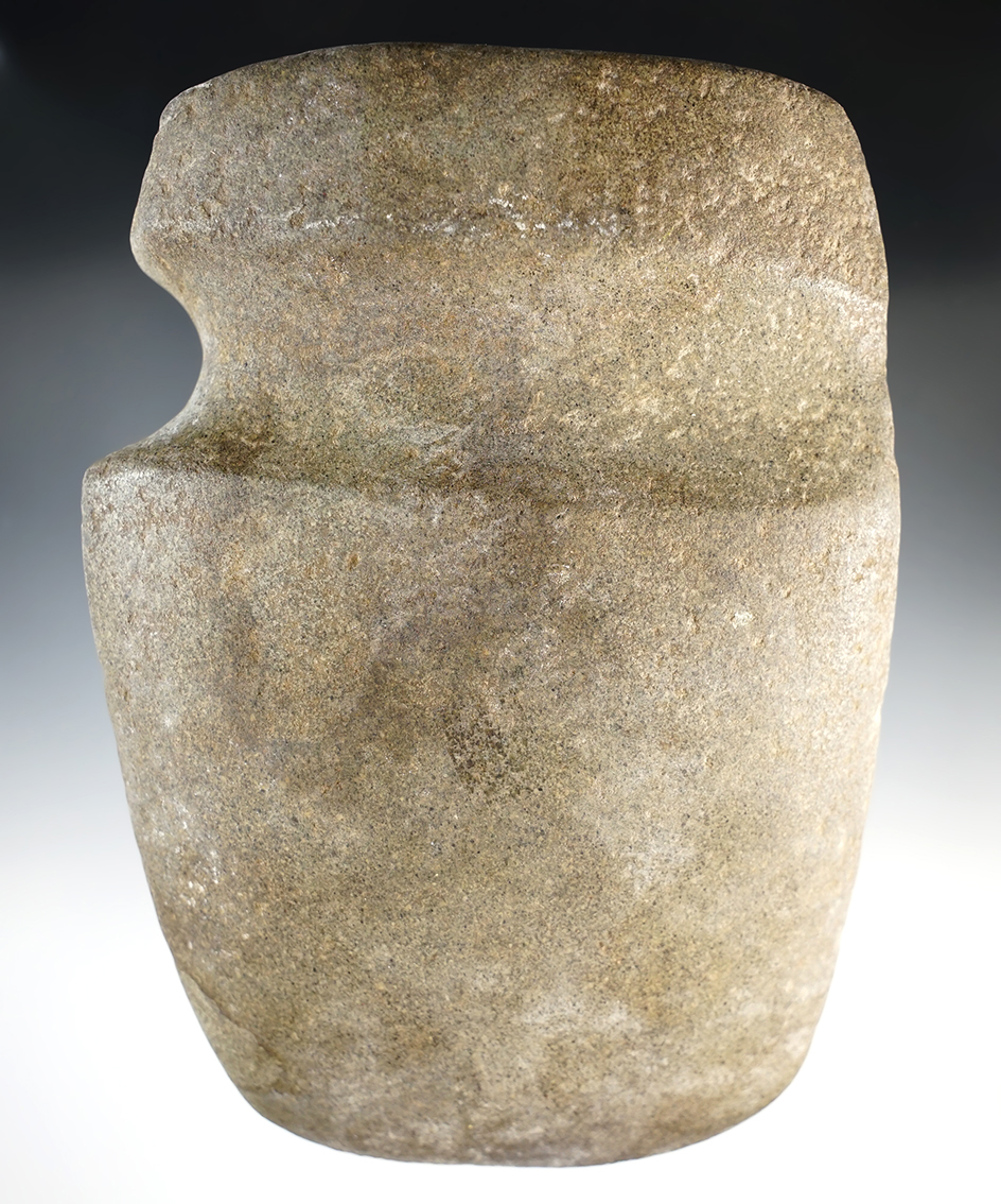 Nice! Well defined and large 6 5/8" by 4 5/8" Wide 3/4 Grooved Axe found in Pike Co., Illinois.