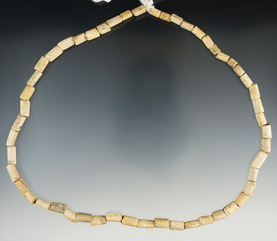 20" Long strand of drilled bone beads recovered in Smyth Co., Virginia.
