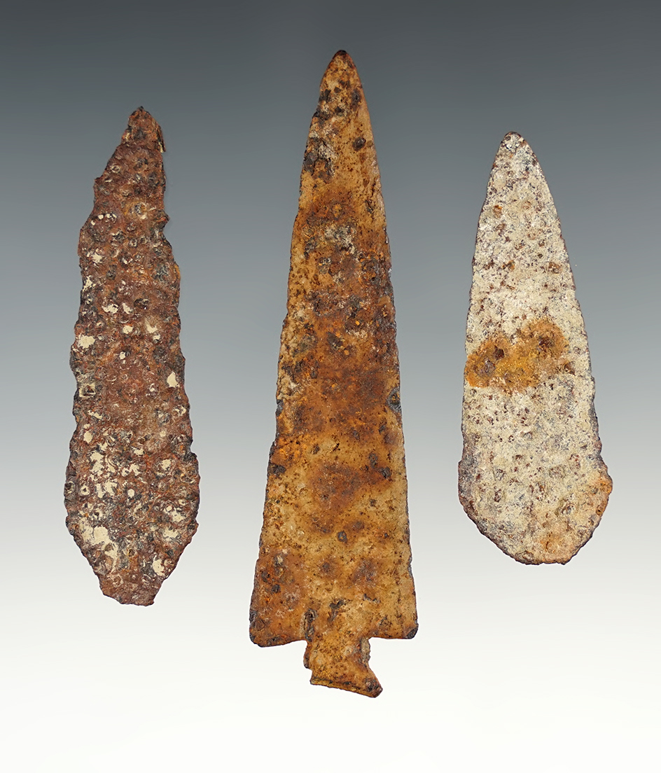 Set of 3 Historic Iron Arrowheads found close the the Columbia River. The largest is 3 3/8".