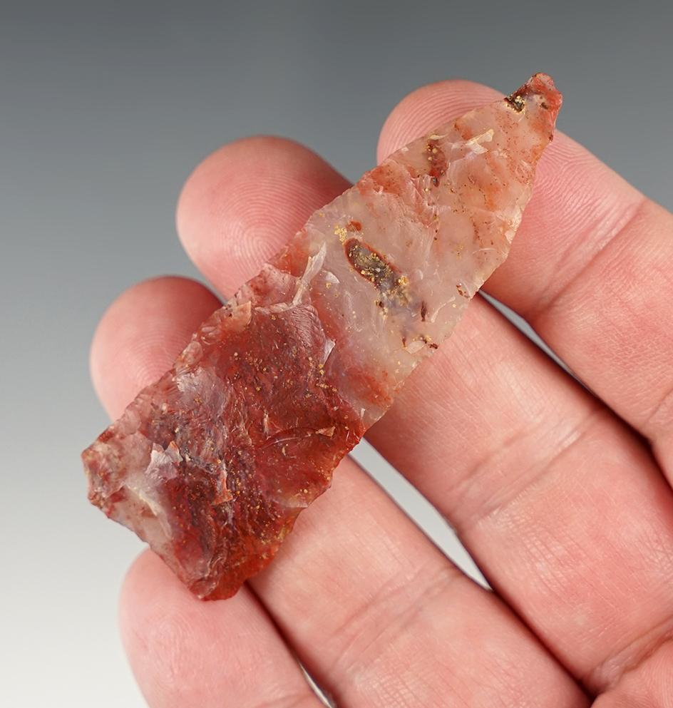 2 11/16" Anasazi Knife made from translucent red Agate. Found in Gateway, Colorado.
