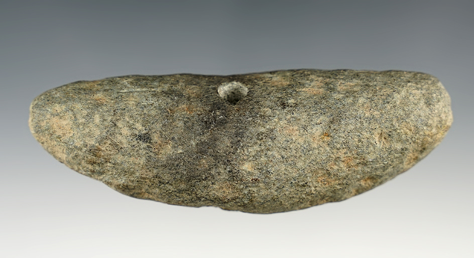 4 1/16" long Bannerstone Preform found in North Carolina. Drilling started on the top.