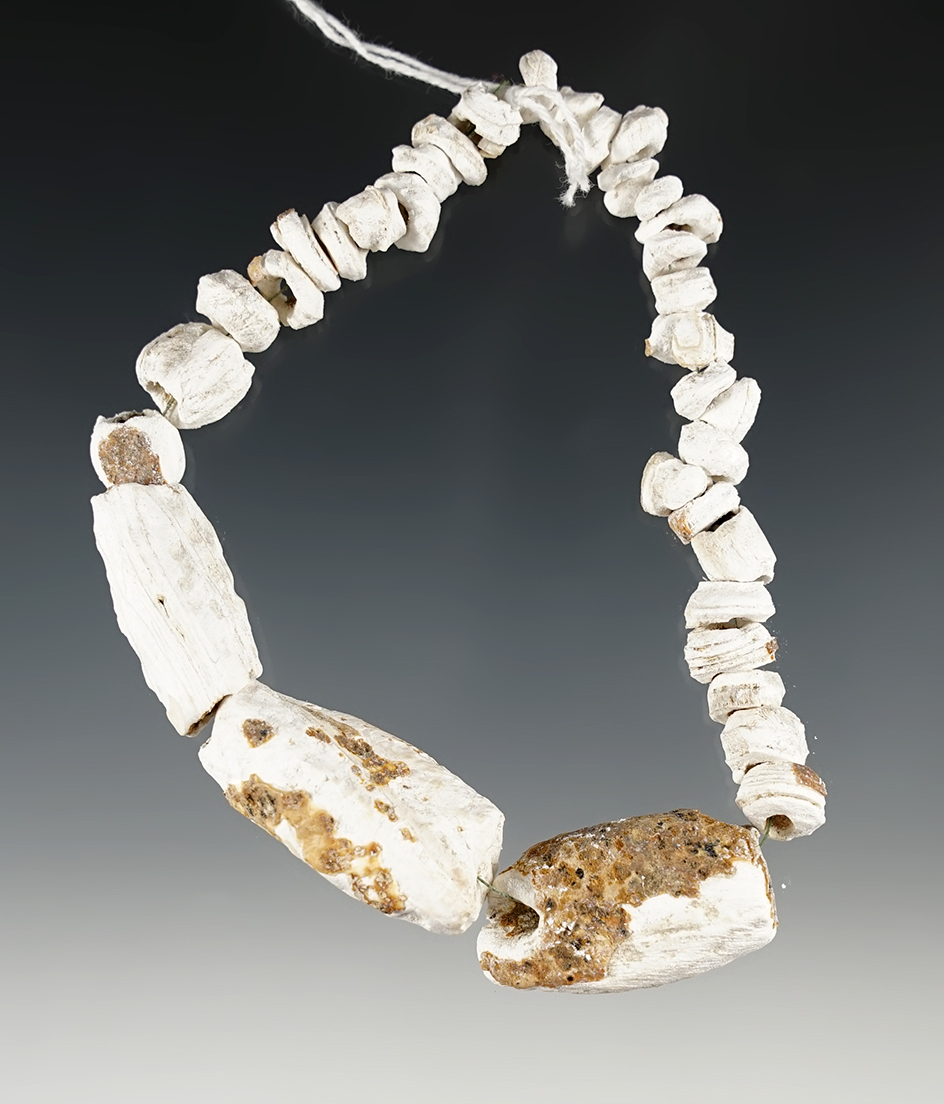 10" Strand of drilled Shell Beads found in Wythe Co., Virginia.