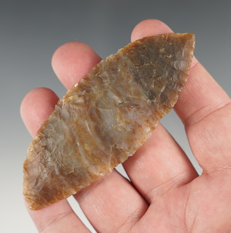 Superb 3 13/16" Anasazi Basketmaker Knife made from Banded Agate. San Juan Co., Utah.