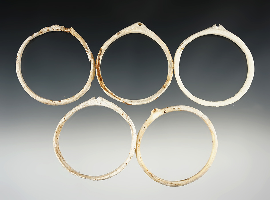 Set of 5 nice Shell Ornaments found in New Mexico. The largest is 2 3/4".