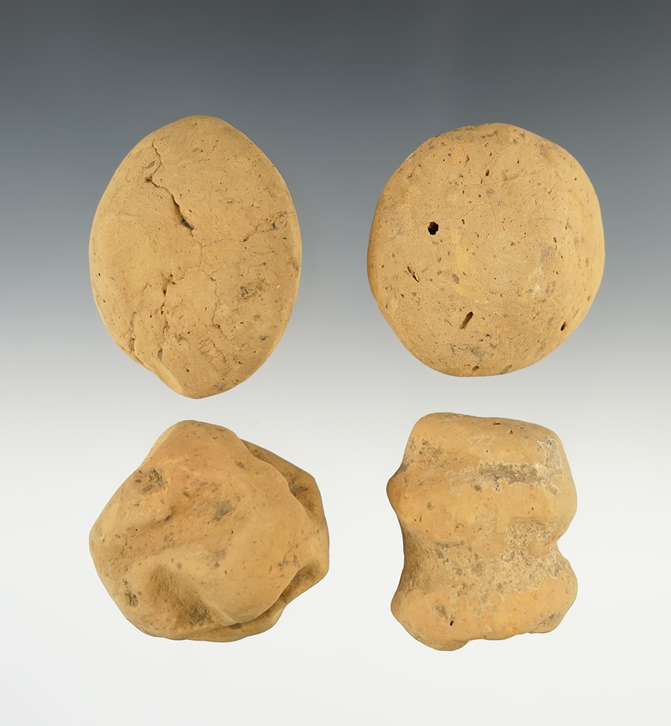 Set of 4 Fired Clay Cooking Balls found in Morehouse Parish, Louisiana.
