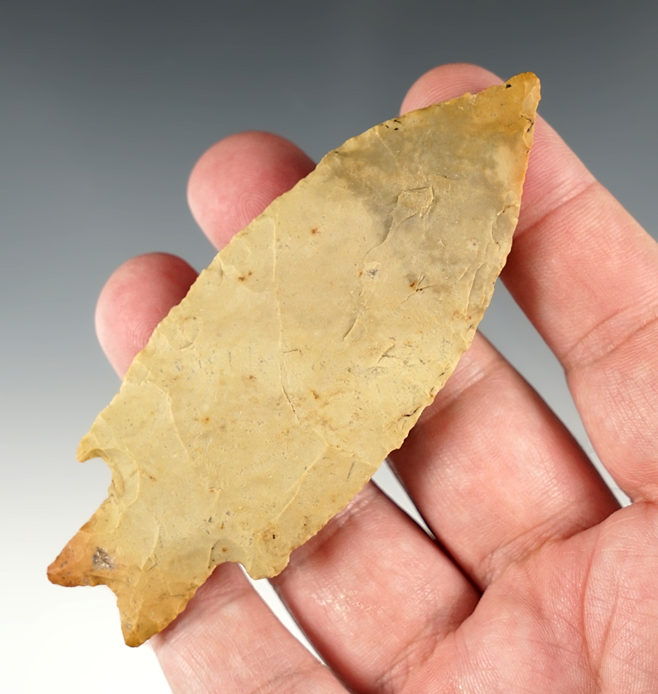 Texas Pedernales made from patinated tan chert. Comes with a Bennett COA.