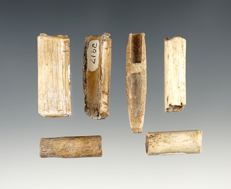 Set of 6 Bone Beads Umatilla Co., Oregon. The largest is 1 5/8".